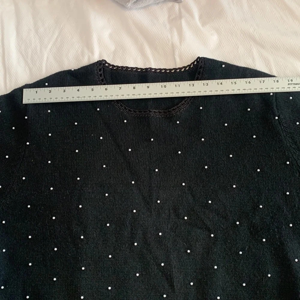 Christopher and Banks Silk Rabbit Angora Ditsy Pearl Dot Black Sweater Med/Large - Picture 12 of 13